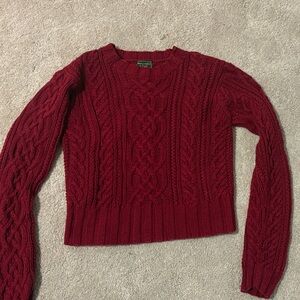 Abercrombie & Fitch Rich Burgundy Cable Knit Sweater